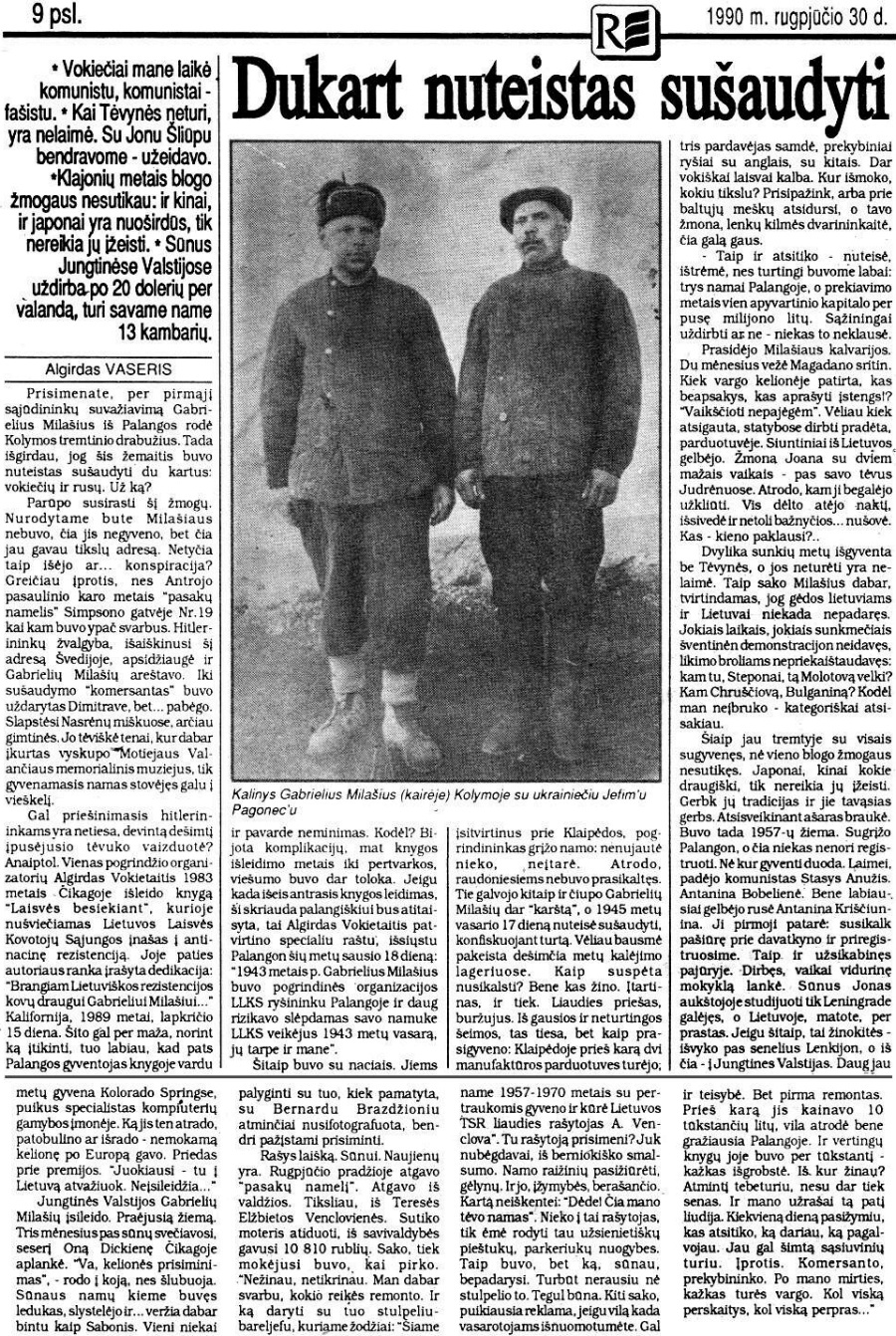 Gabrielius-Milašius „Respublika“, 1990.08.30